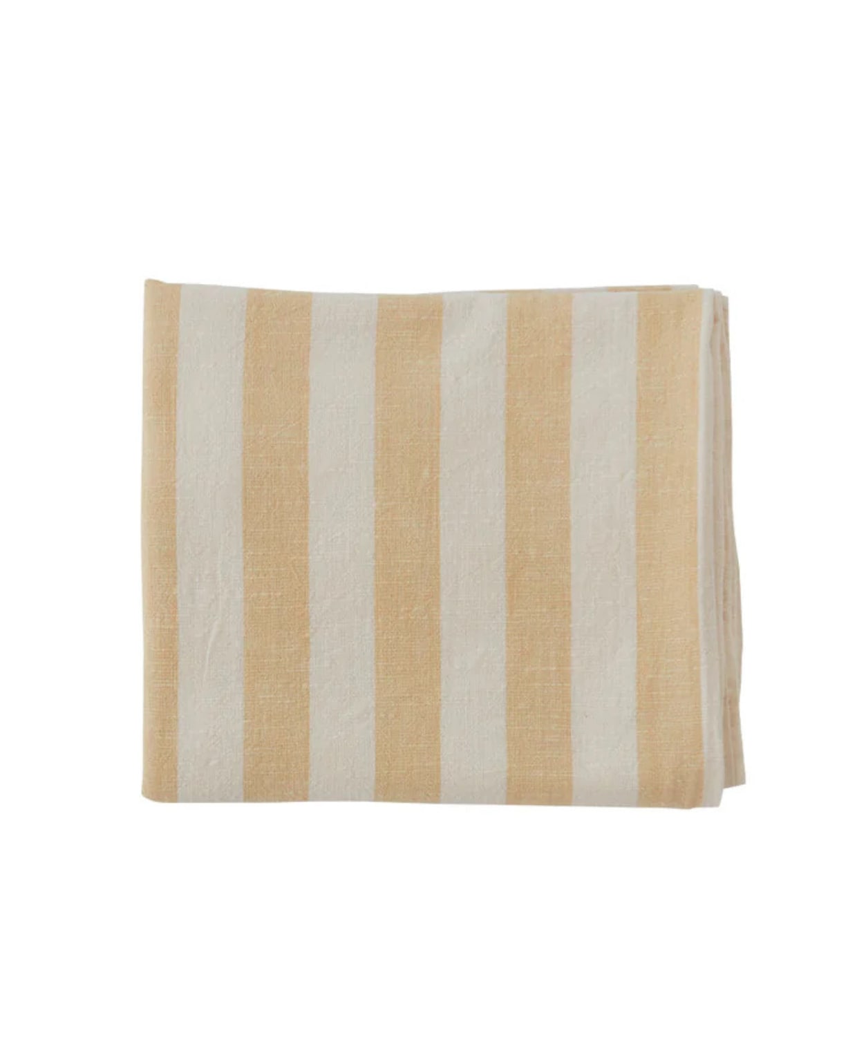 vtwonen tafekleed oyoy, organisch katoen, geel en wit, 140x140 cm (lxb) € 68,-. ( shop.vtwonen.nl) shop.vtwonen.nl