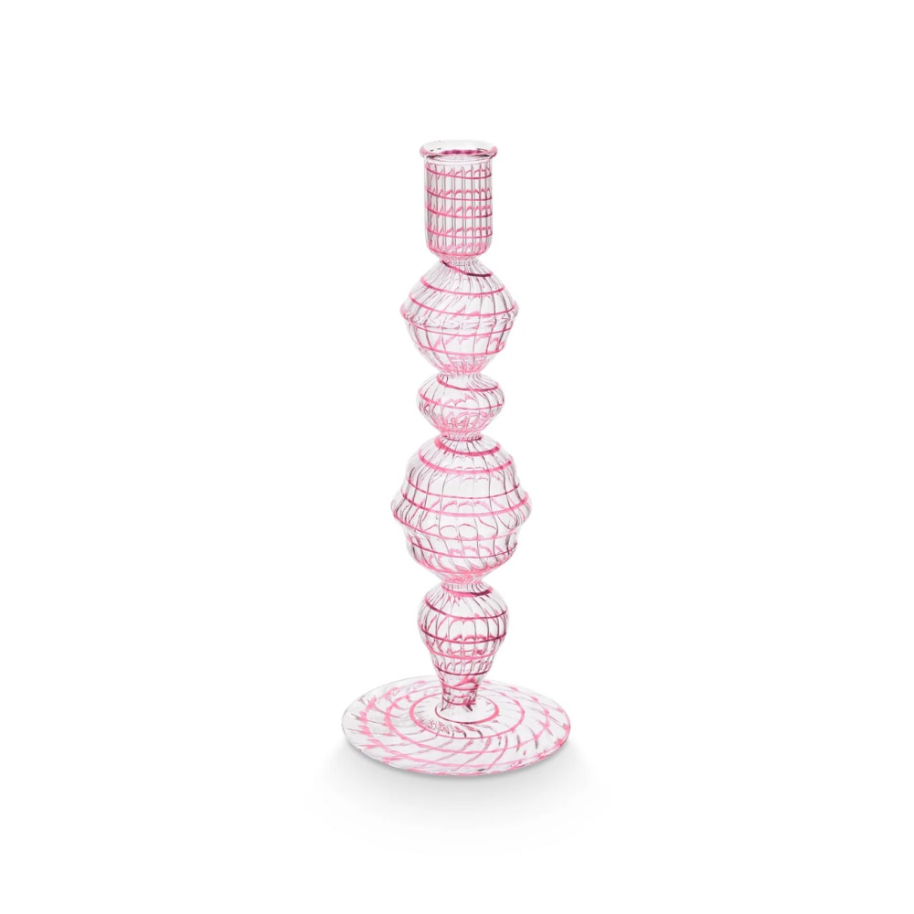 Pip Studio, Kandelaar, Roze, Glas Swirl, 22 cm, €34,95. (shop.vtwonen.nl) Pip Studio