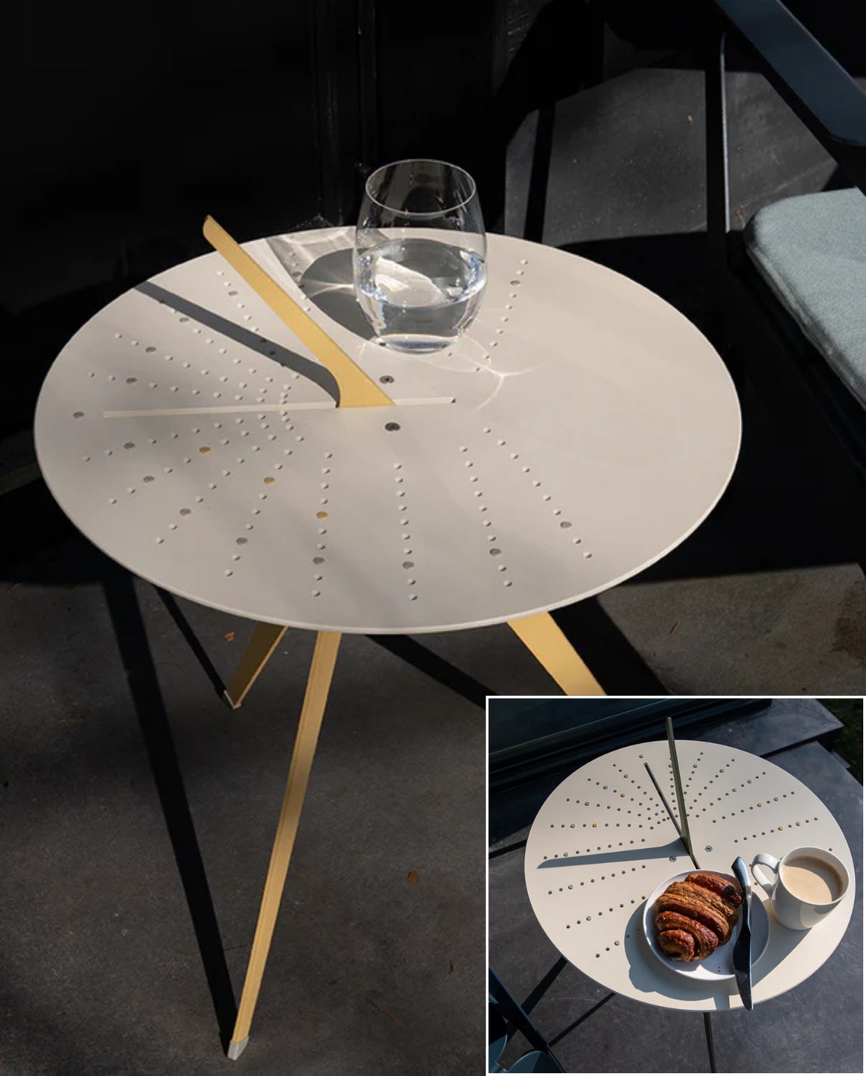 Shop via shop.vtwonen.nl: Weltevree zonnewijzer tafel Sundial Table, aluminium en staal, zandgeel of rietgroen, 48x44 cm (Øxh) € 245,-. Weltevree