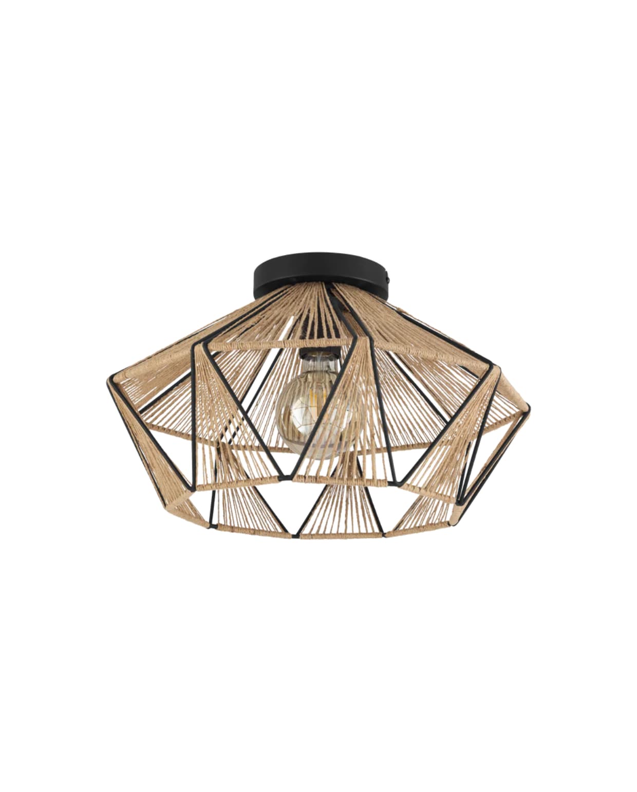 Shop op shop.vtwonen.nl: Eglo plafondlamp Adwickle, staal en textiel, zwart-bruin, 44,5x26 cm  (Øxh) € 99,99.  Eglo