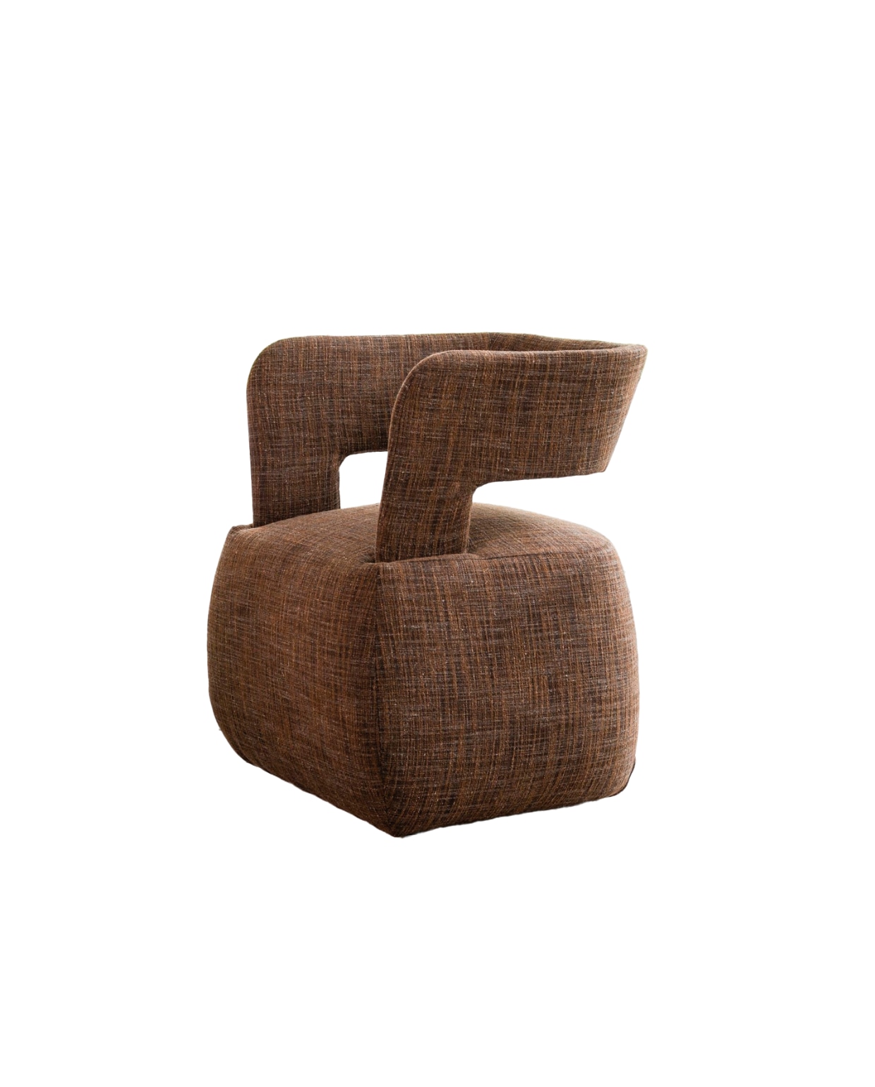 Durlet fauteuil Bebop in gemêleerde stof, ontworpen door Sven Dogs, 64x65x46 cm (bxdxh), prijs op aanvraag (durlet.com). stijlvol wonen 8-2025 | tekst Lisette Gerbrands