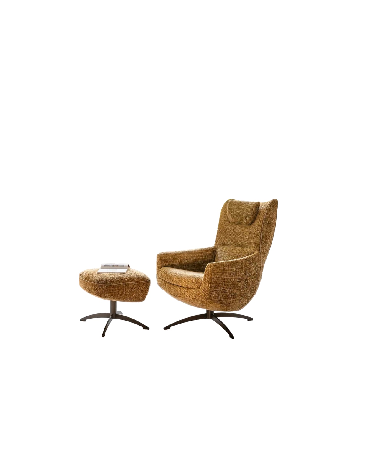 Jori fauteuil Griffon Lounge, rookkwarts, 69x86x55 cm (bxdxh), voetenbank 55x47x42 (bxdxh), prijs op aanvraag (jori.com). stijlvol wonen 8-2025 | tekst Lisette Gerbrands